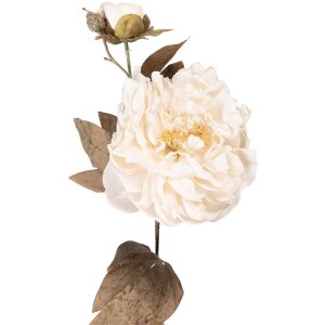 Clayre & Eef kerstdecoratie tak met bloemen wit-groen 73x17 cm