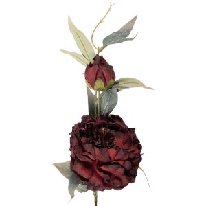 Clayre & Eef Kerstdecoratie Tak met Bloemen Rood en Groen 14x14x78 cm