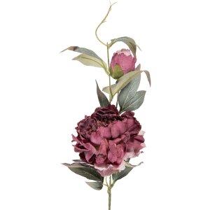 Clayre & Eef kerstdecoratie tak met bloemen paars en groen 14x14x78 cm