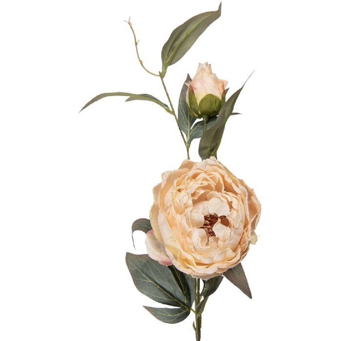 Clayre & Eef Kerstdecoratie Blad met Bloemen Geelgroen 14x14x83 cm