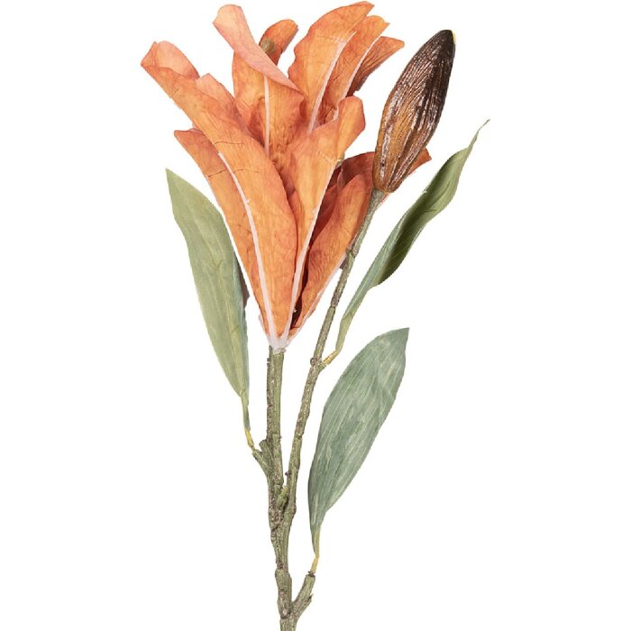 Clayre & Eef Kerstdecoratie Kunstbloemen Tak Oranje Groen 12x16x88 cm