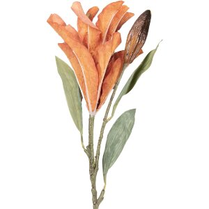 Clayre & Eef Kerstdecoratie Kunstbloemen Tak Oranje Groen 12x16x88 cm