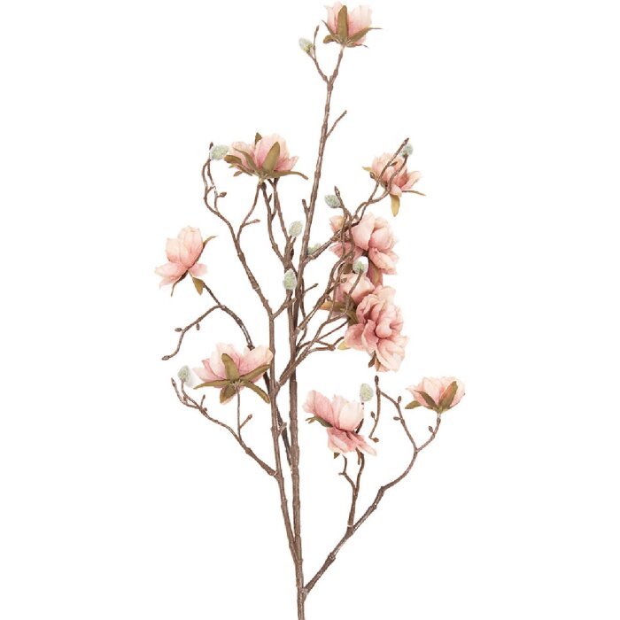 Clayre & Eef kerstdecoratie tak met bloemen in roze en bruin 15x20x90 cm