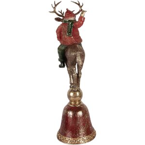 Clayre & Eef Kerstman op Rendier 63x24x20 cm Bruin Rood