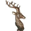 Clayre & Eef decoratief beeld Hirsch goud met groene accenten 16x22x70 cm