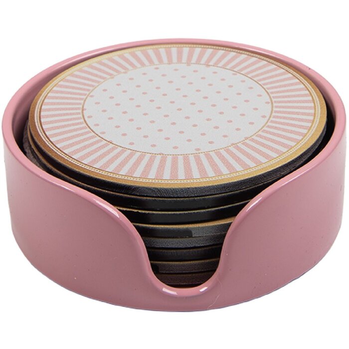 Clayre & Eef 66444 Untersetzer set van 8 stuks beige roze