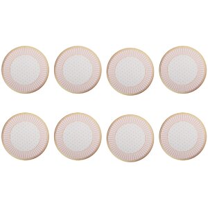 Clayre & Eef 66444 Untersetzer set van 8 stuks beige roze