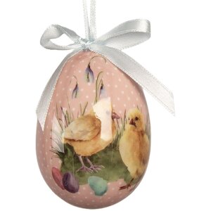 Clayre & Eef kerstdecoratie eihangers blauw-wit set van 9 stuks Ø 5x8 cm