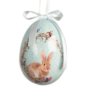 Clayre & Eef kerstdecoratie eihangers blauw-wit set van 9 stuks Ø 5x8 cm