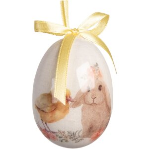 Clayre & Eef kerstdecoratie eihangers blauw-wit set van 9 stuks Ø 5x8 cm