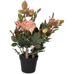 Clayre & Eef kunstplant rozen 20x20x55 cm, roze en groen
