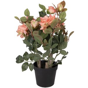Clayre & Eef kunstplant rozen 20x20x55 cm, roze en groen