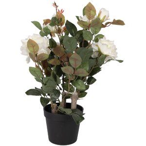Clayre & Eef 6PL0413W Kunstpflanze Rosen Weiß-Grün 20x20x55 cm