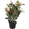 Clayre & Eef kunstplant rozen wit-groen 20x20x55 cm