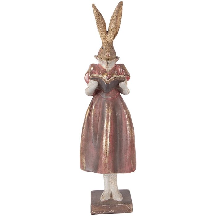 Clayre & Eef kerstdecoratie kanijn goud met rode accenten 13x12x47 cm