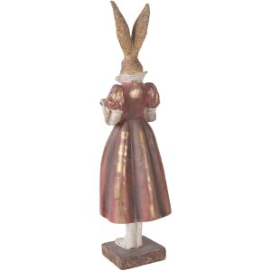 Clayre & Eef kerstdecoratie kanijn goud met rode accenten 13x12x47 cm