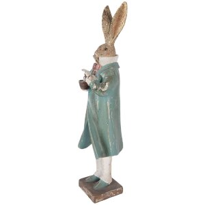 Clayre & Eef decoratief konijn goud en blauw 14x11x48 cm