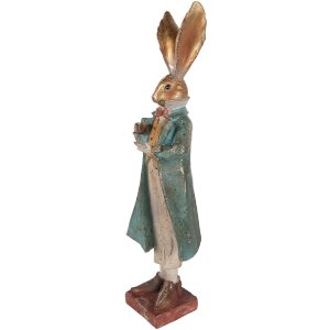 Clayre & Eef Decoratief Konijn Goud en Blauw 14x12x47 cm