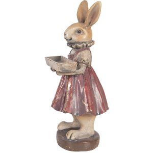 Clayre & Eef decoratief konijn beige rood 10x8x20 cm