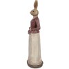 Clayre & Eef decoratief konijnbeeldje bruin-rood 35 cm voor Pasen en lente