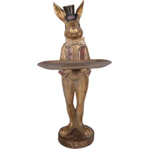 Clayre & Eef decoratieve konijnfiguur bruin-rood...