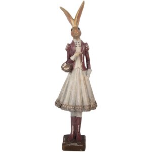 Clayre & Eef decoratief konijn goud met rood 10x9x32 cm