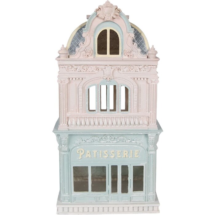 Clayre & Eef kerstdecoratie huis blauw roze 19x15x38 cm