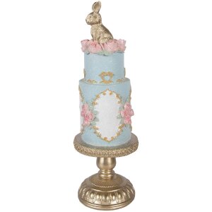 Clayre & Eef kerstdecoratie torte goud met blauwe accenten Ø 12x37 cm