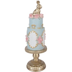 Clayre & Eef kerstdecoratie torte goud met blauwe accenten Ø 12x37 cm
