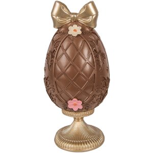 Clayre & Eef lente-decoratie ei met konijn bruin-goud Ø 12x26 cm