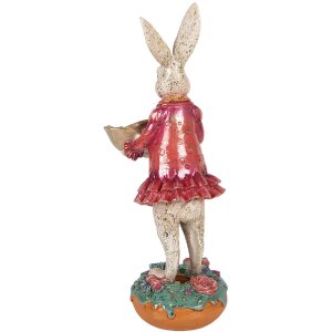 Clayre & Eef decoratief konijn met schaal beige roze 11x14x30 cm