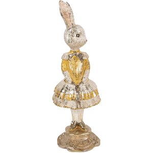 Clayre & Eef kerstdecoratie konijn beige-goud Ø 13x36 cm