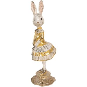 Clayre & Eef kerstdecoratie konijn beige-goud Ø 13x36 cm