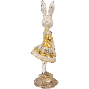 Clayre & Eef kerstdecoratie konijn beige-goud Ø 13x36 cm