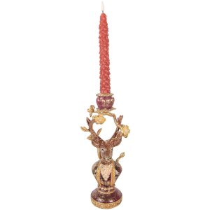 Clayre & Eef Kandelaar Hirsch paars-goud 14x11x31 cm