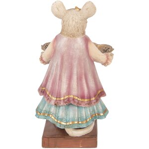 Clayre & Eef Decoratieve Muis met Schaal Beige 17x15x26 cm