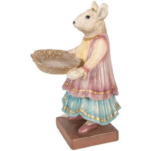 Clayre & Eef Decoratieve Muis met Schaal Beige 17x15x26 cm