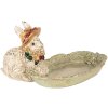 Clayre & Eef decoratieve schaal met konijn in beige en groen, 14x11x8 cm
