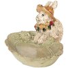 Clayre & Eef decoratieve schaal met konijn in beige en groen, 14x11x8 cm