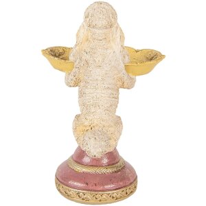 Clayre & Eef Decoratief Beeld Hond met Schaal Beige-Geel 15x16x21 cm