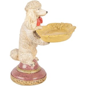 Clayre & Eef Decoratief Beeld Hond met Schaal Beige-Geel 15x16x21 cm