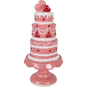 Clayre & Eef decoratieve taart roze-wit Ø 16x33 cm