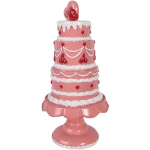 Clayre & Eef decoratieve taart roze-wit Ø 16x33 cm