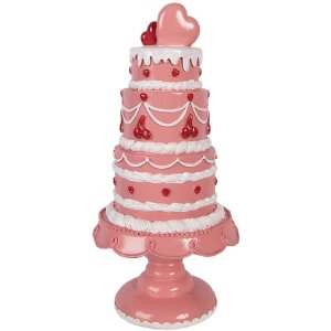 Clayre & Eef decoratieve taart roze-wit Ø 16x33 cm