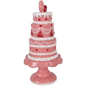 Clayre & Eef decoratieve taart roze-wit Ø 16x33 cm