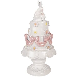 Clayre & Eef Kerstdecoratie Torte wit-roze Ø 15x29 cm