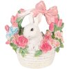 Clayre & Eef Konijn in Mandje wit roze 15x9x16 cm