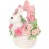 Clayre & Eef Konijn in Mandje wit roze 15x9x16 cm