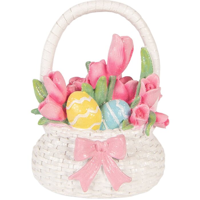 Clayre & Eef Decoratieve Mand Wit met Roze Accenten 14x11x18 cm