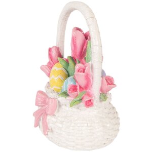 Clayre & Eef Decoratieve Mand Wit met Roze Accenten 14x11x18 cm